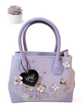 Imoshion USA Lavender Floral Satchel Bag | Vegan Leather | NWT